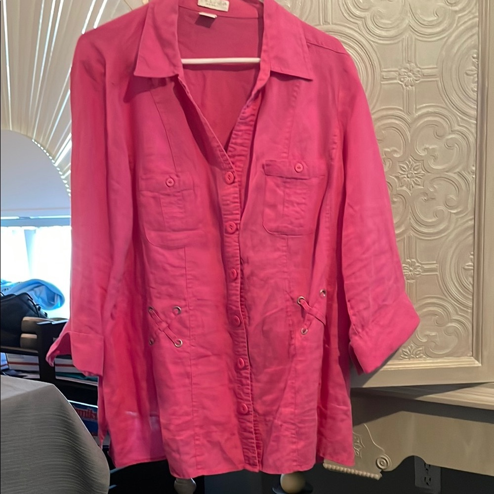 Bright Pink Button-Up Shirt